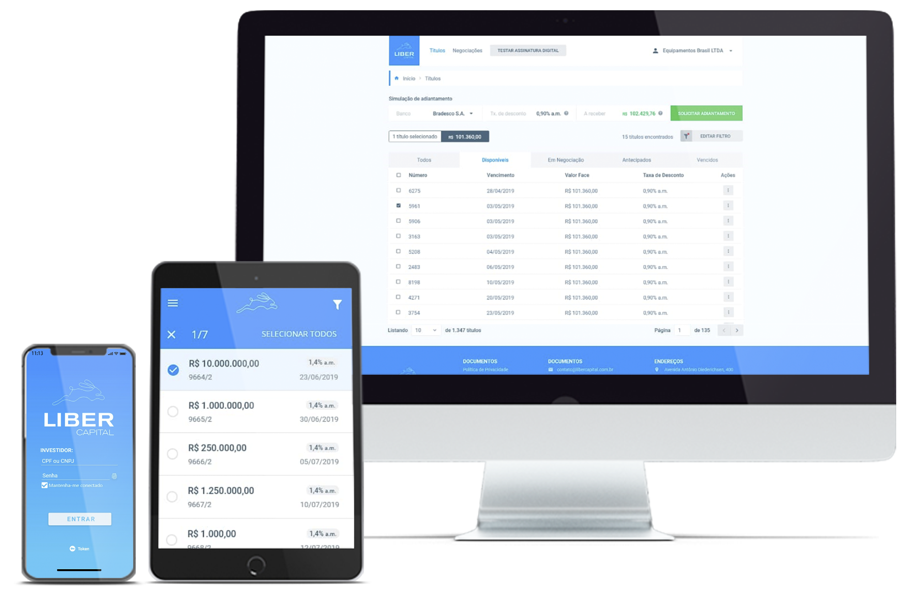 Plataforma da Liber Capital (Reprodução/site)