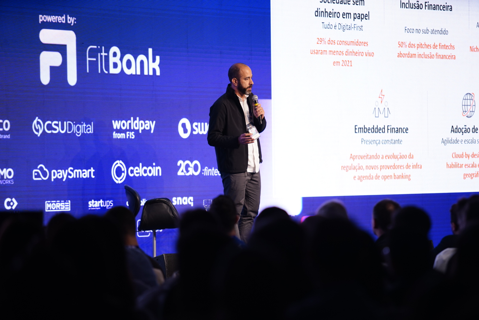 Thiago Dias, VP fintech & enablers para América Latina da Mastercard, durante o Payment Revolution (Foto: StartSe)
