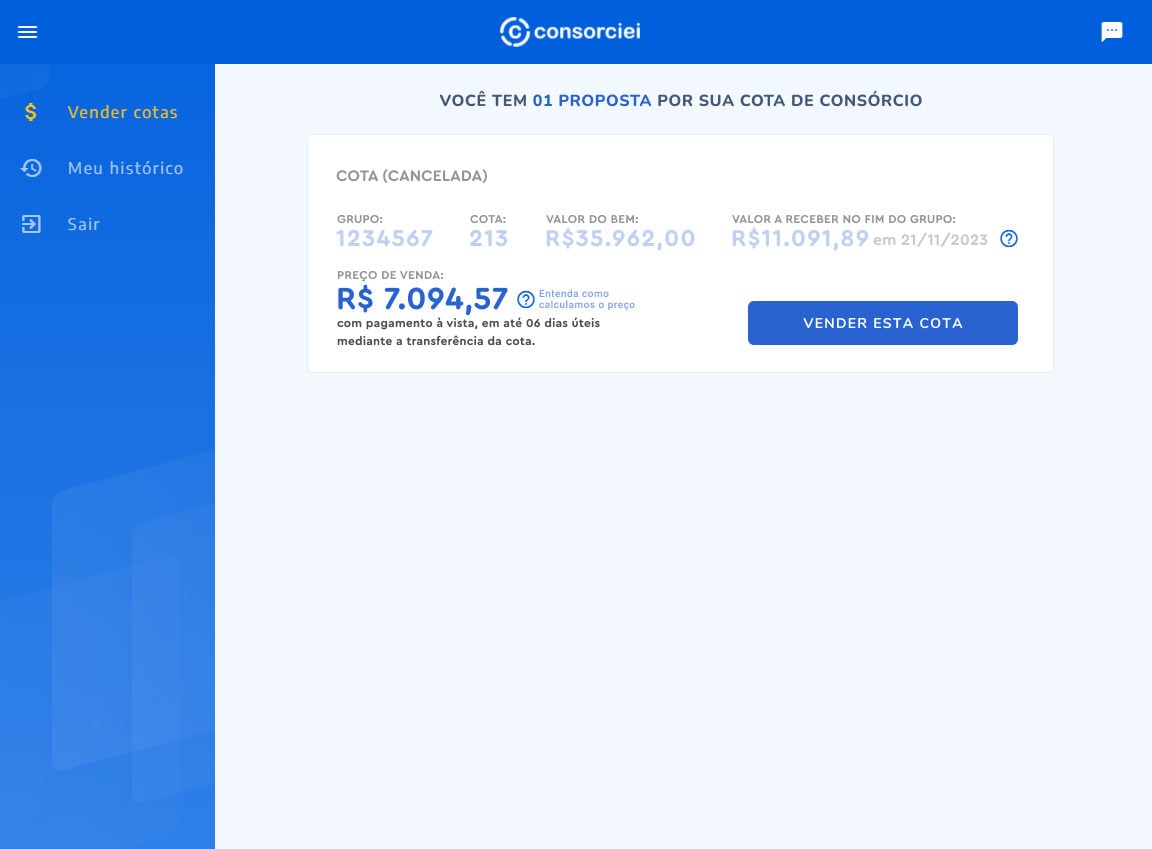 Plataforma da Consorciei (Divulgação)