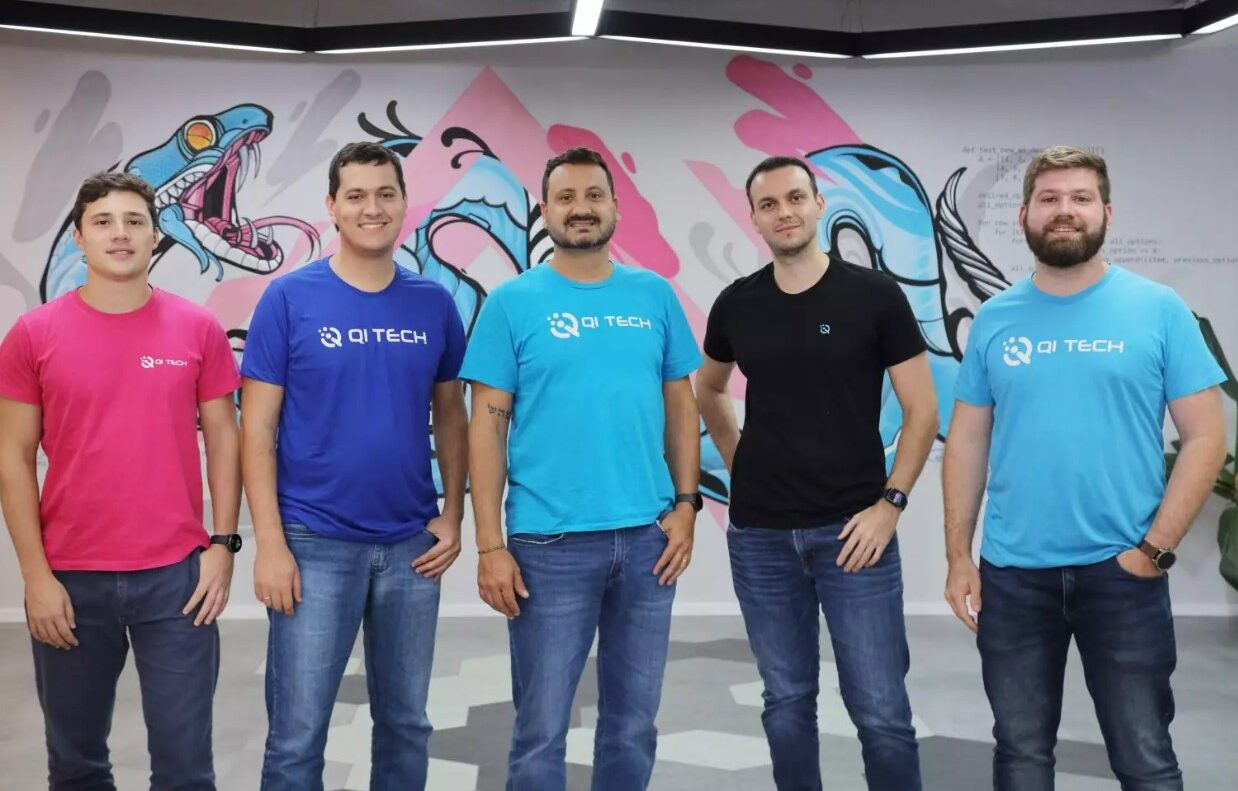 Executivos da QI Tech: Marcelo Buosi, Emilio Moreira, Pedro Mac Dowell, Marcelo Bentivoglio e Gabriel Scherer - Foto: Divulgação