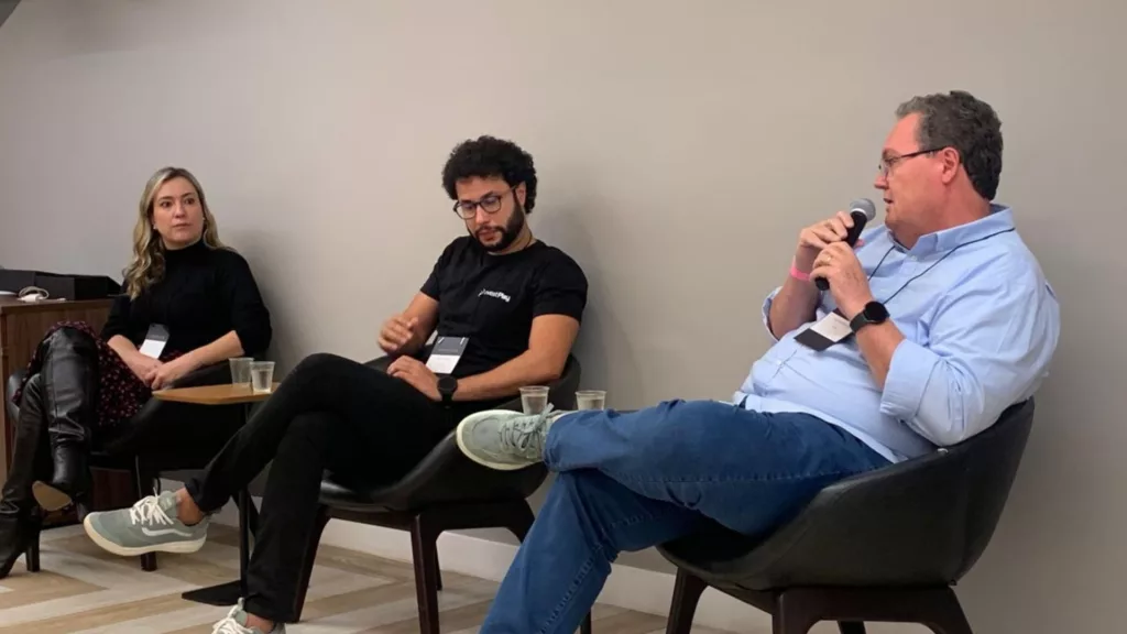 Ingrid Barth/PilotIn, Iago Oselieri/InvestPlay e Gilson Paulillo/Pagar | Imagem: Léa De Luca
