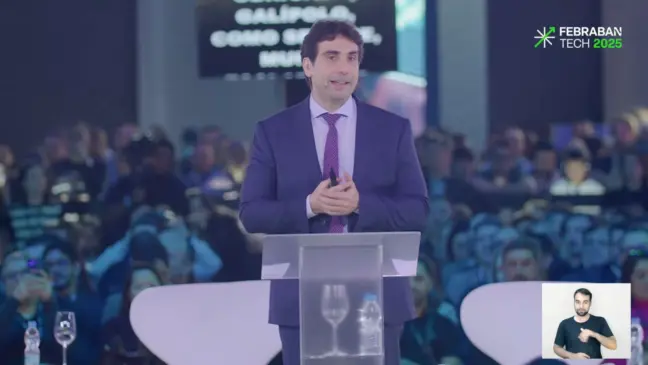 Gabriel Galipolo/BC durante apresentação no Febraban Tech 2025| Imagem: print de tela