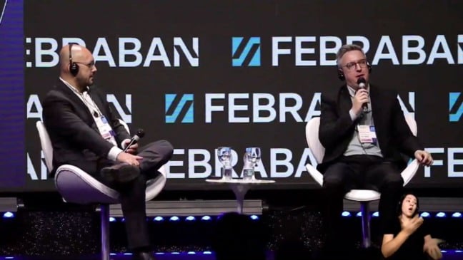 Valdir Assef/Febraban (esq.) e Eduardo Guerrero/Caixa  | Imagem: print de tela